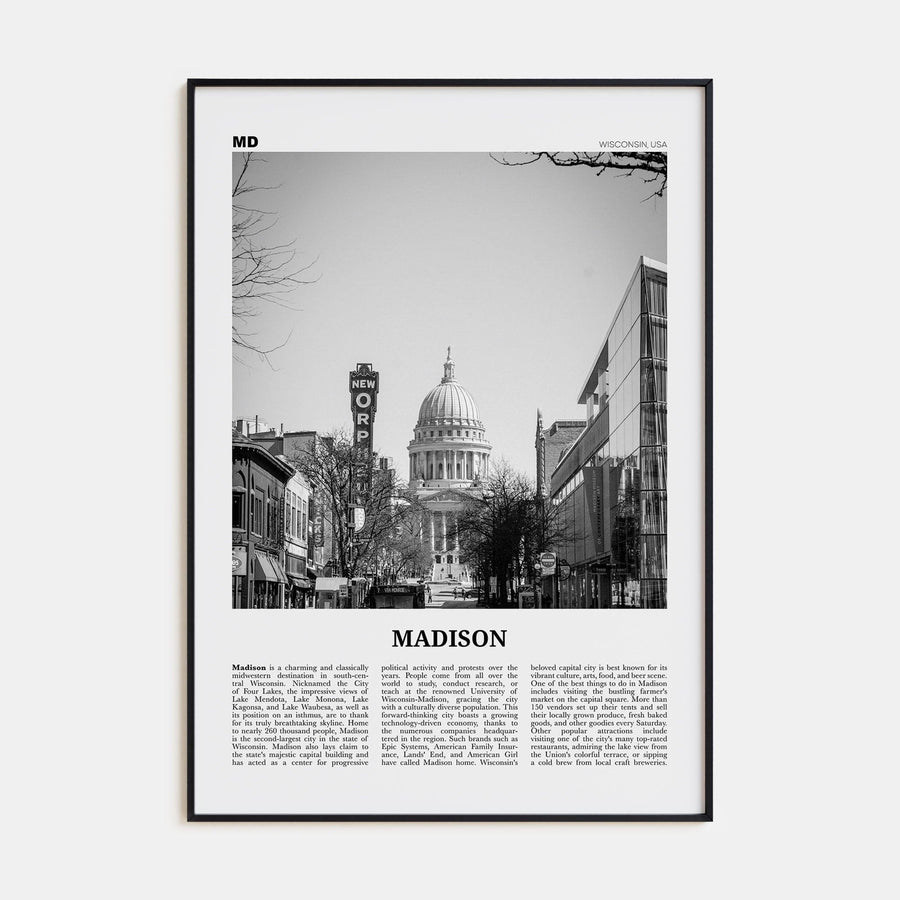 Madison No 1 Poster None / 8x12 in Nbourhood Travel B&W Poster