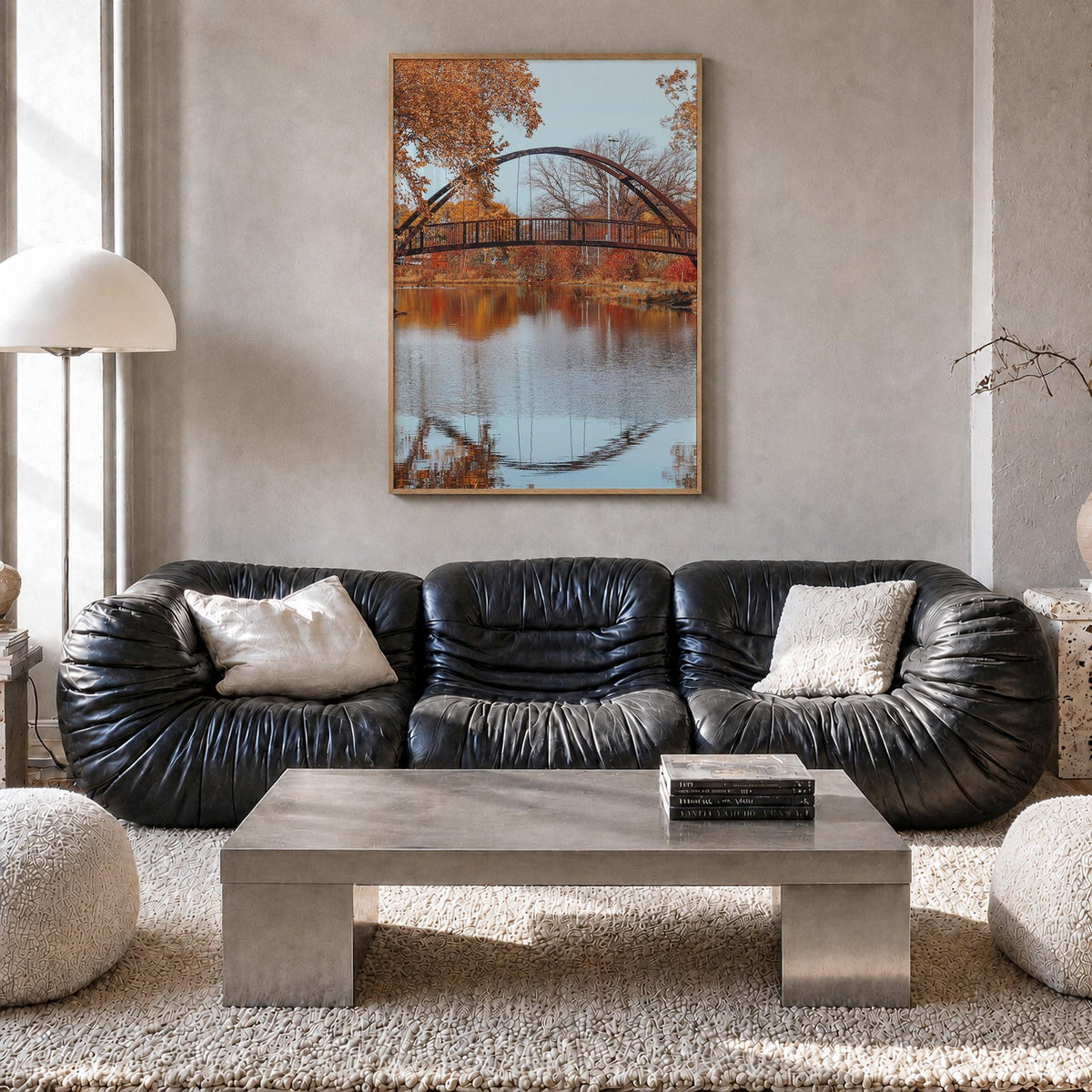Madison no. 2 colorful photo poster of Wisconsin, USA – vertical wall art in natural wood frame, hanging on wall
