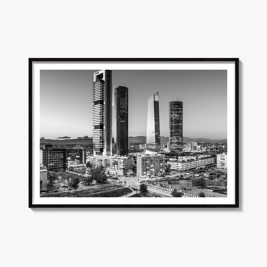 Madrid black & white photo poster of Spain – horizontal wall art, unframed print shown in interior mockup