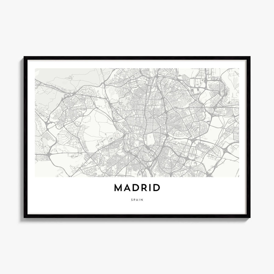 Madrid Map Poster, framed poster mockup