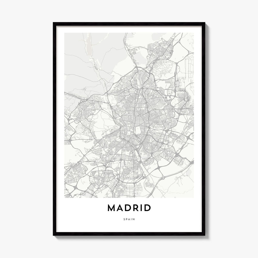 Madrid Map Poster, framed poster mockup