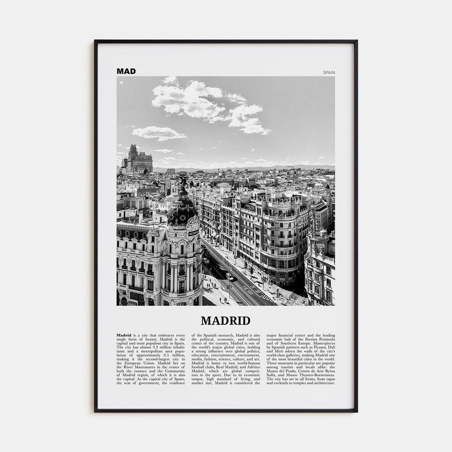 Madrid No 1 Poster None / 8x12 in Nbourhood Travel B&W Poster