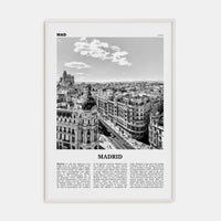 Madrid No 1 Poster White Wood / 8x12 in Nbourhood Travel B&W Poster