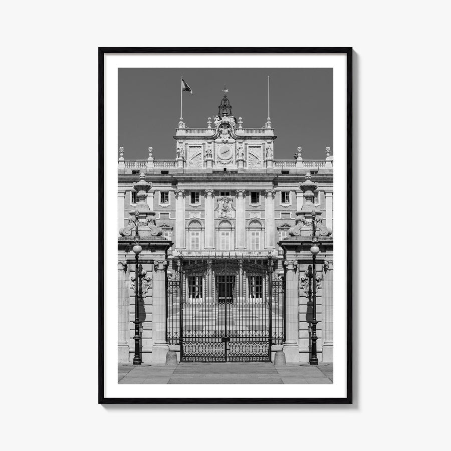 Madrid no. 2 black & white photo poster of Spain – vertical wall art, unframed print shown in interior mockup
