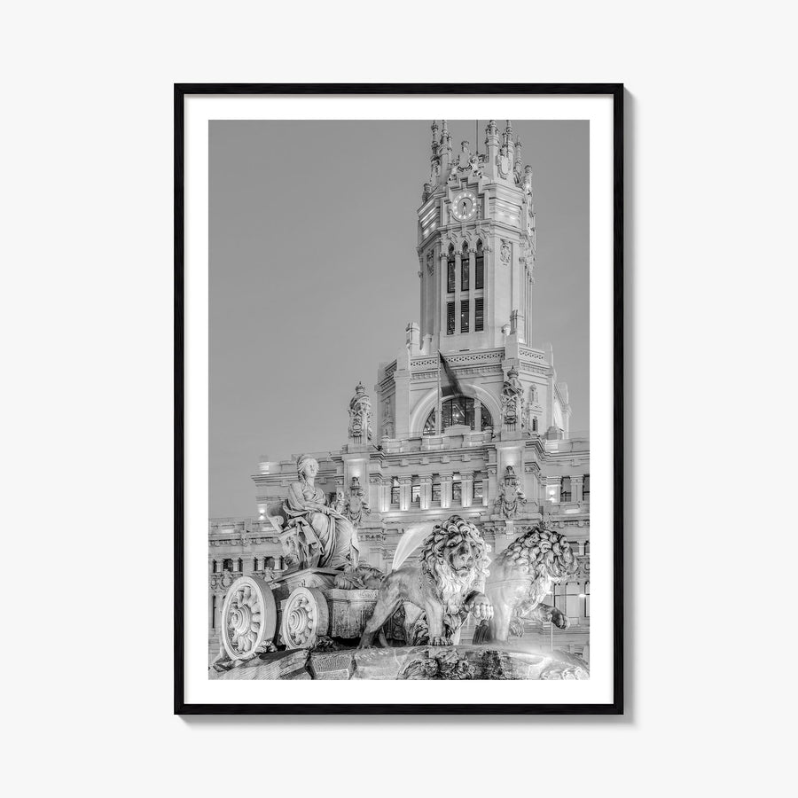 Madrid no. 3 black & white photo poster of Spain – vertical wall art, unframed print shown in interior mockup