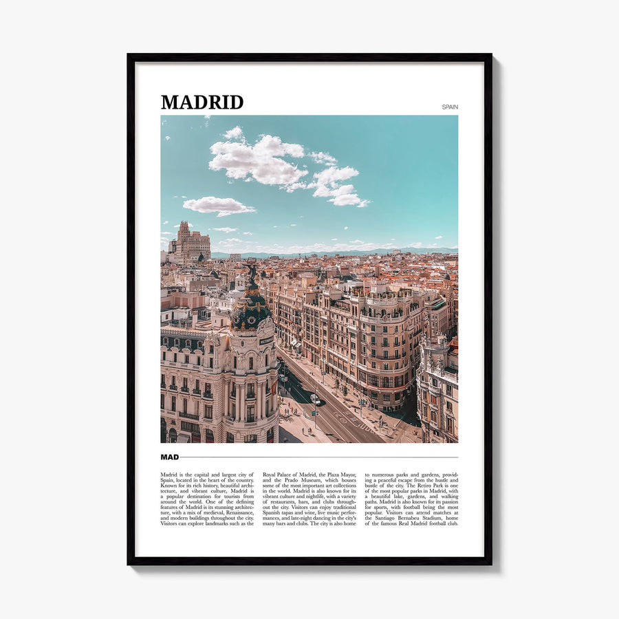 Madrid Travel Poster, framed poster mockup