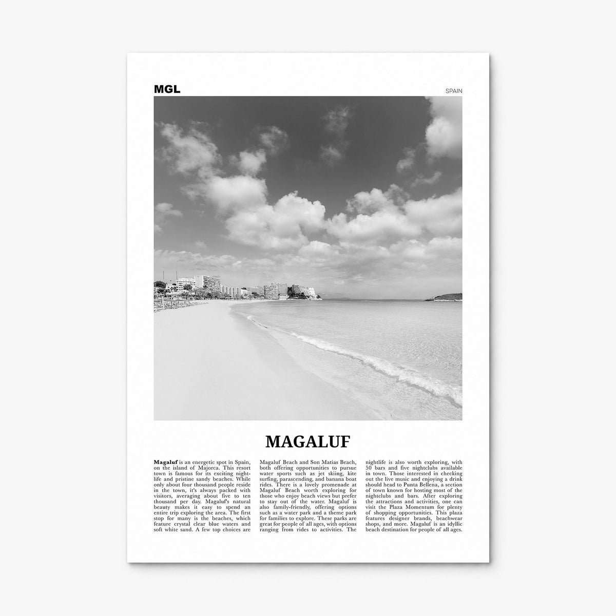 Magaluf Newspaper Poster, print only (unframed)
