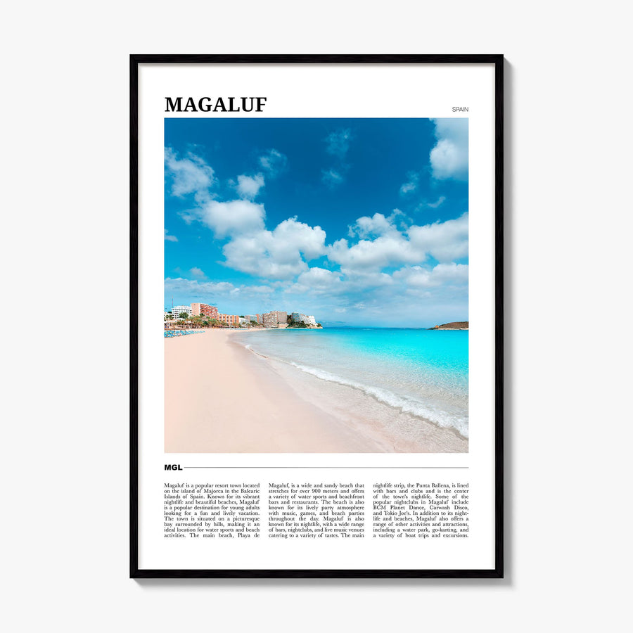 Magaluf Travel Poster, framed poster mockup