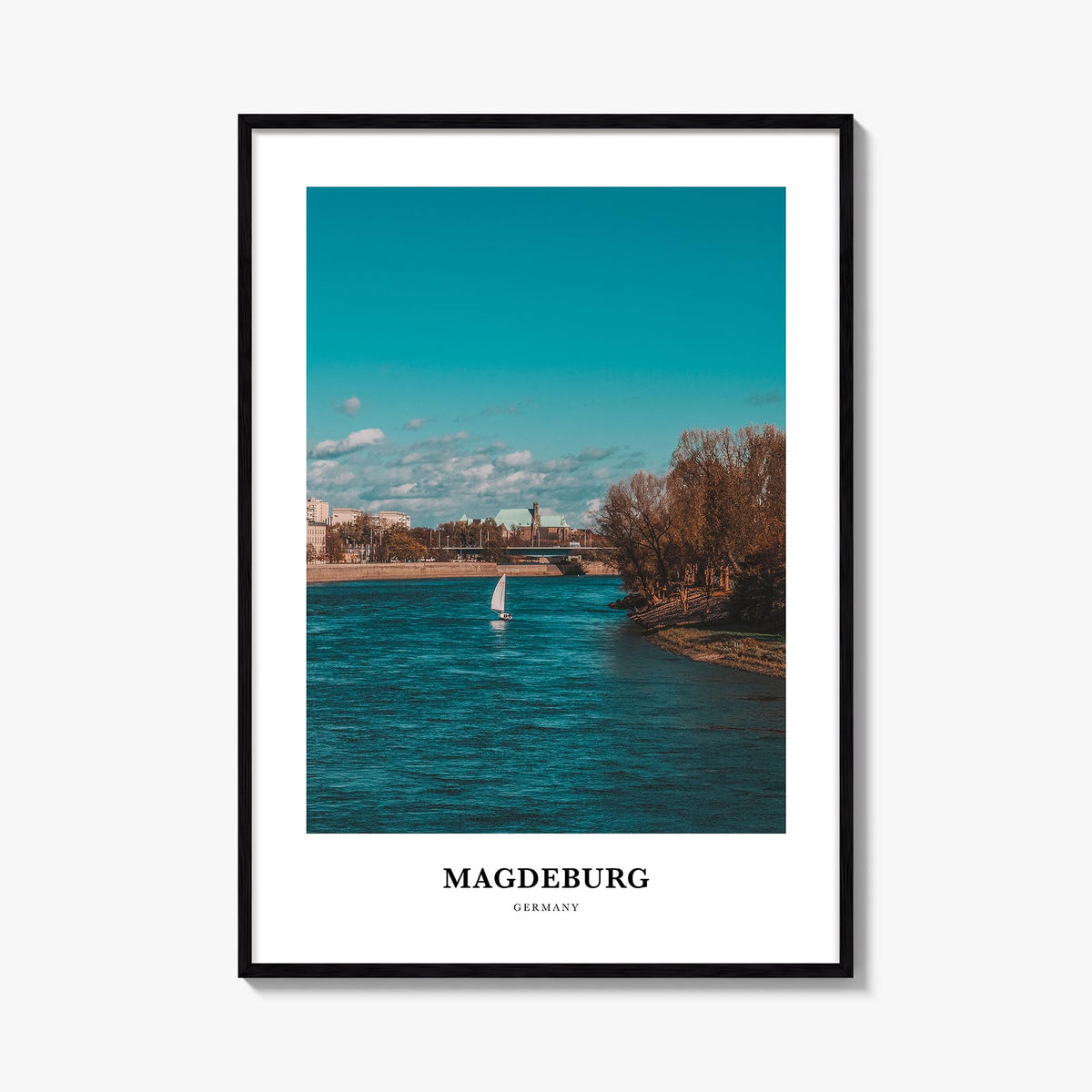 Magdeburg no. 1 colorful classic poster of Germany – vertical wall art, unframed print shown in interior mockup