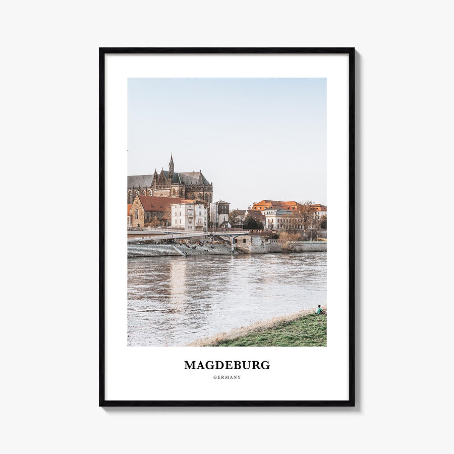 Magdeburg no. 2 colorful classic poster of Germany – vertical wall art, unframed print shown in interior mockup