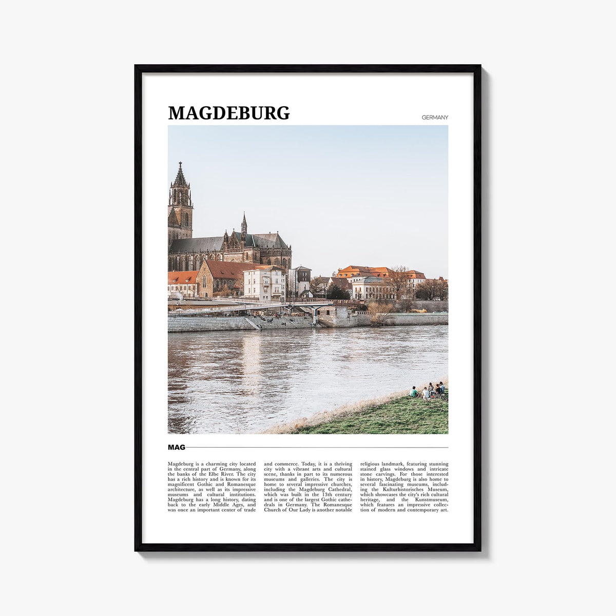 Magdeburg no. 2 colorful travel poster of Germany – vertical wall art, unframed print shown in interior mockup