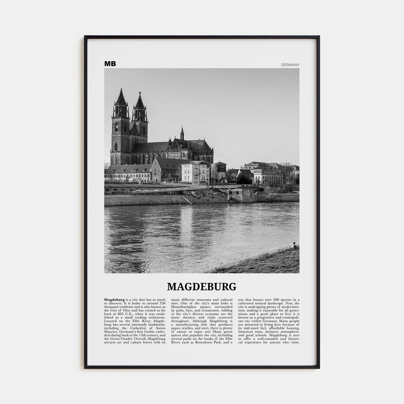 Magdeburg Poster None / 8x12 in Nbourhood Travel B&W Poster