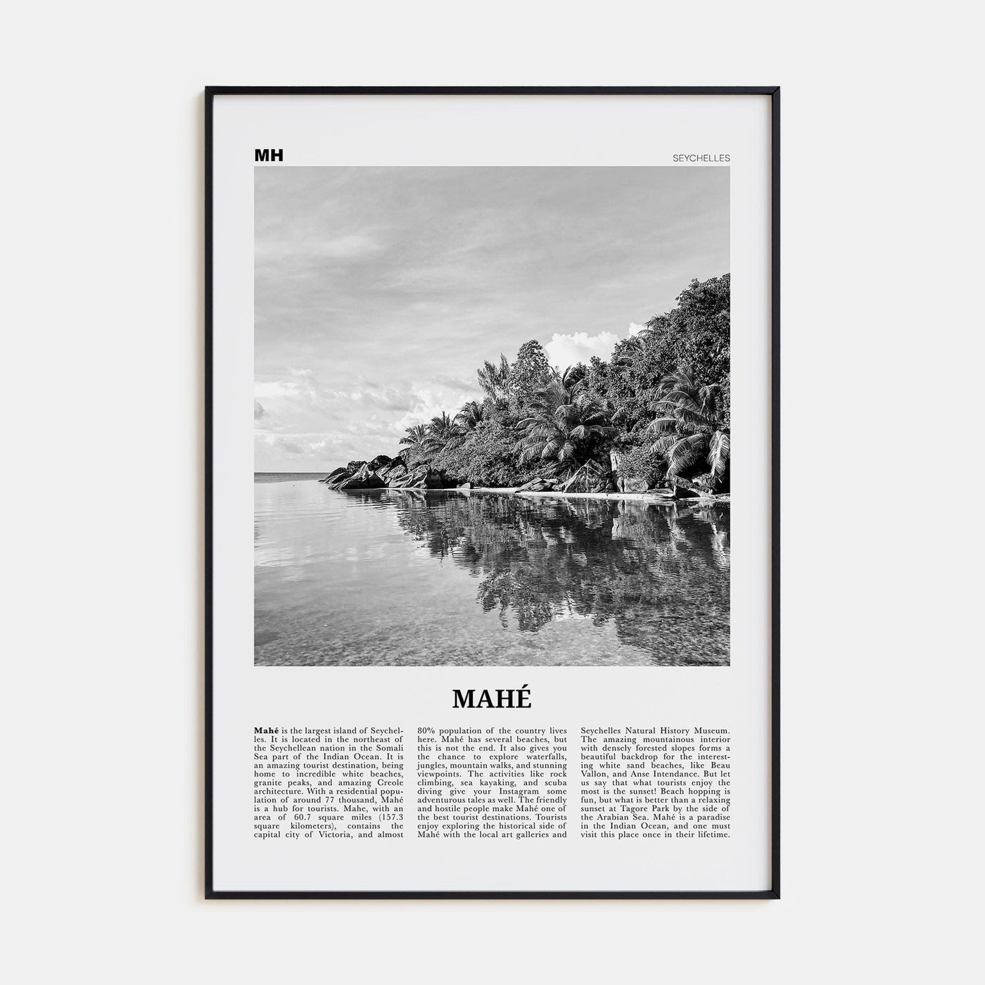 Mahé Poster None / 8x12 in Nbourhood Travel B&W Poster