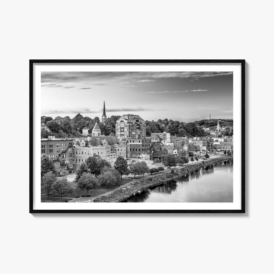 Maine black & white photo poster of United States – horizontal wall art, unframed print shown in interior mockup