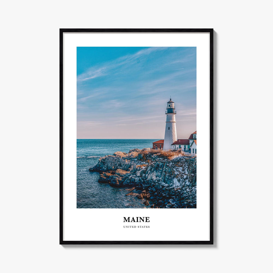 Maine no. 1 colorful classic poster of United States – vertical wall art, unframed print shown in interior mockup