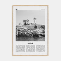 Maine No 1 Poster Natural Wood / 8x12 in Nbourhood Travel B&W Poster