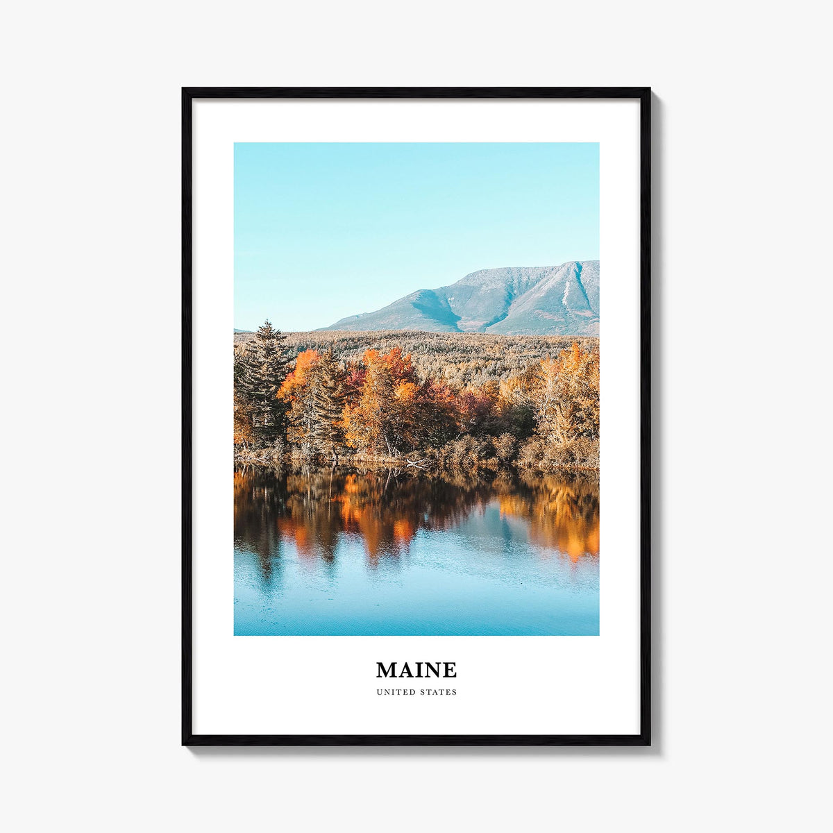 Maine no. 2 colorful classic poster of United States – vertical wall art, unframed print shown in interior mockup