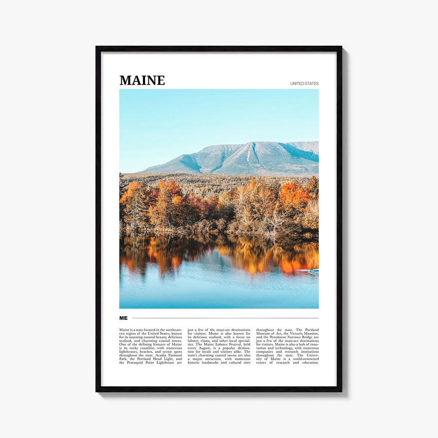 Maine no. 2 colorful travel poster of United States – vertical wall art, unframed print shown in interior mockup