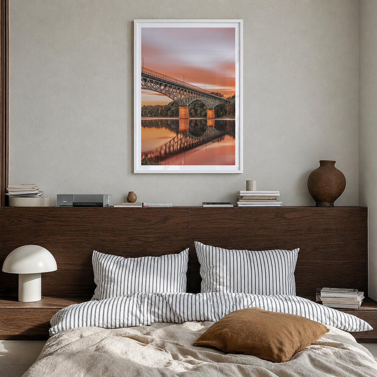 Maine no. 3 colorful photo poster of United States – vertical wall art in white wood frame with white border, hanging on wall