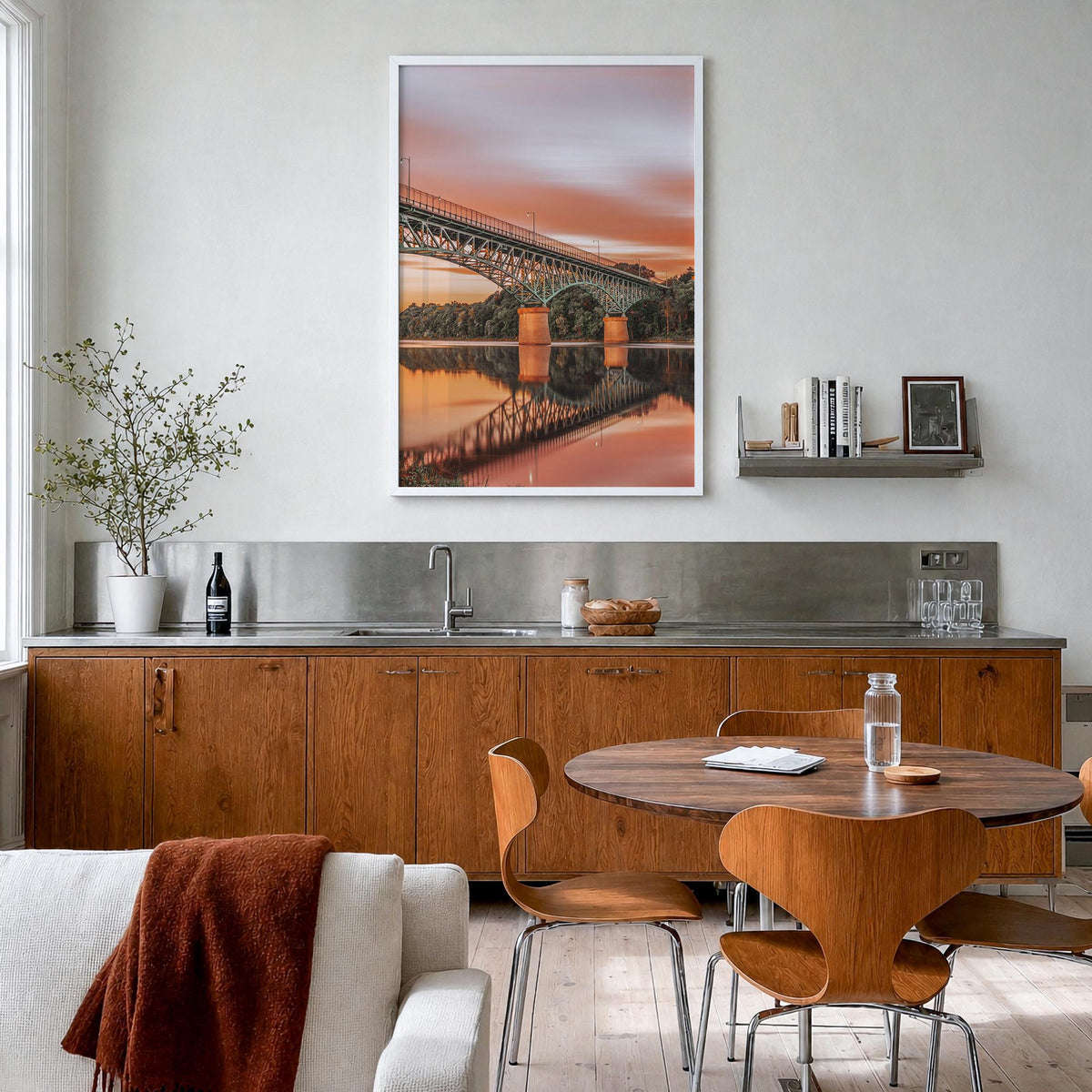 Maine no. 3 colorful photo poster of United States – vertical wall art in white wood frame, hanging on wall