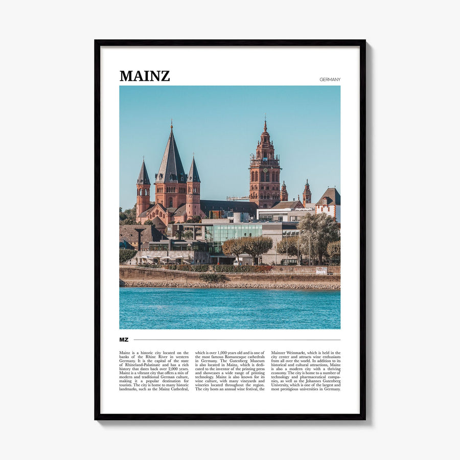 Mainz Travel Poster, framed poster mockup