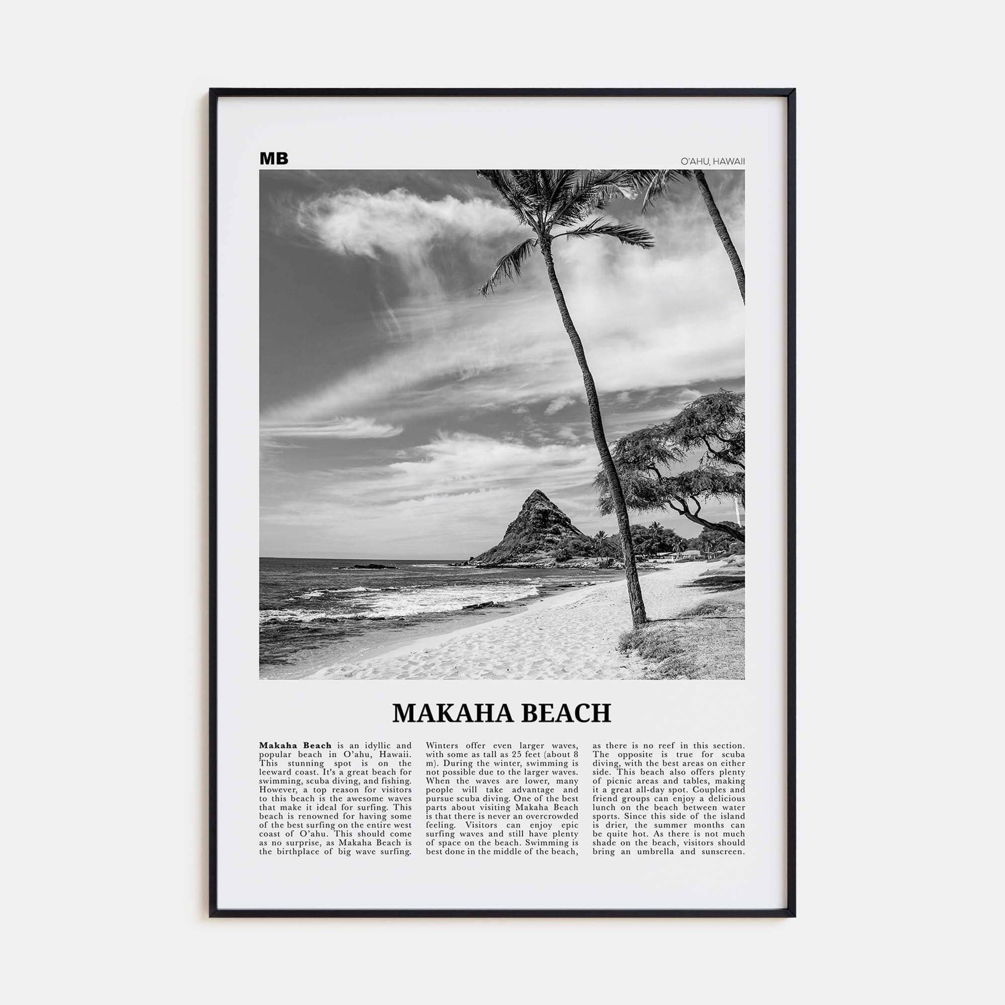 Makaha Beach Poster None / 8x12 in Nbourhood Travel B&W Poster