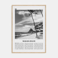 Makaha Beach Poster Natural Wood / 8x12 in Nbourhood Travel B&W Poster