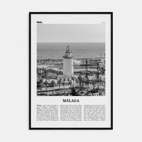 Málaga No 3 Poster Black Wood / 8x12 in Nbourhood Travel B&W Poster