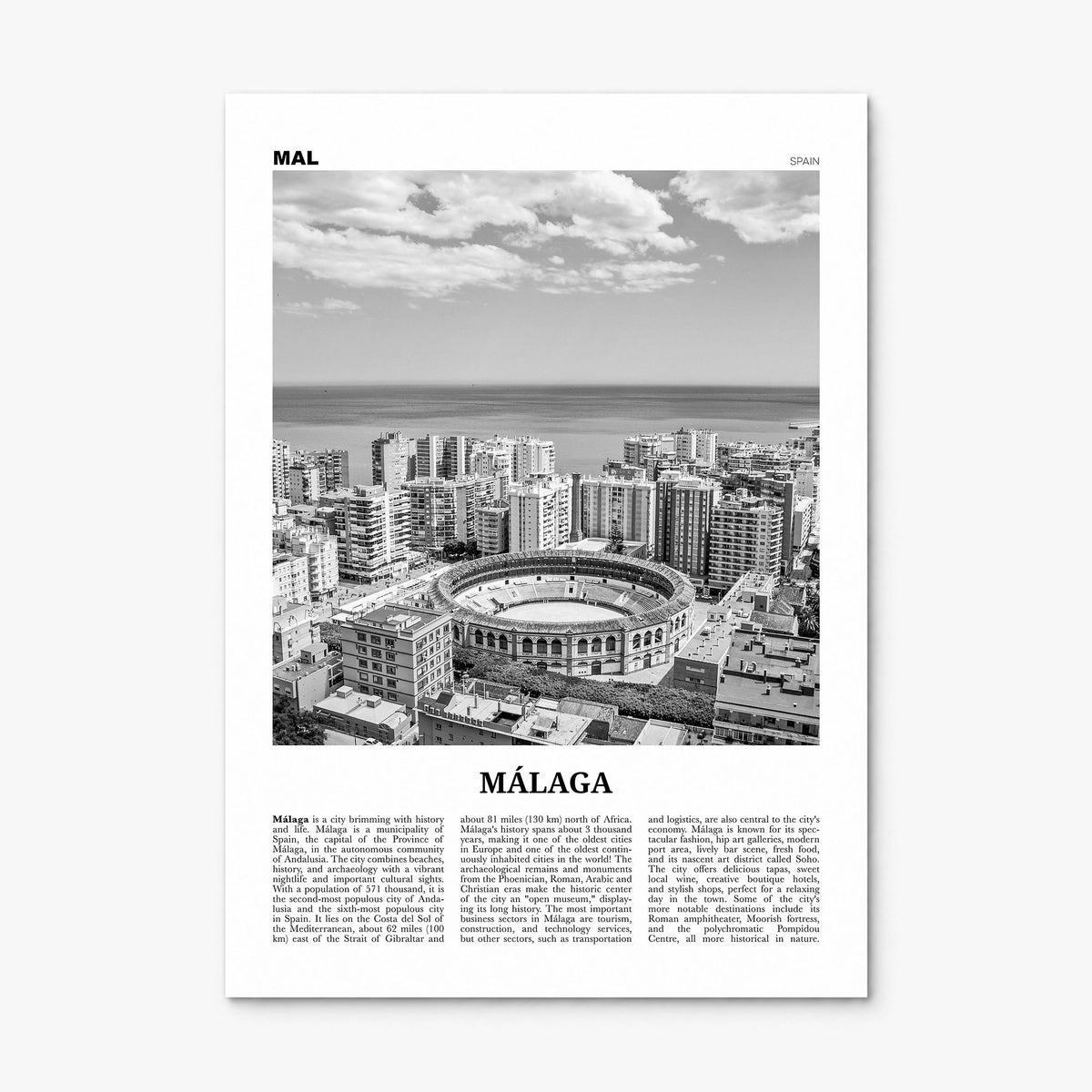 Málaga Newspaper No 1 Poster, print only (unframed)