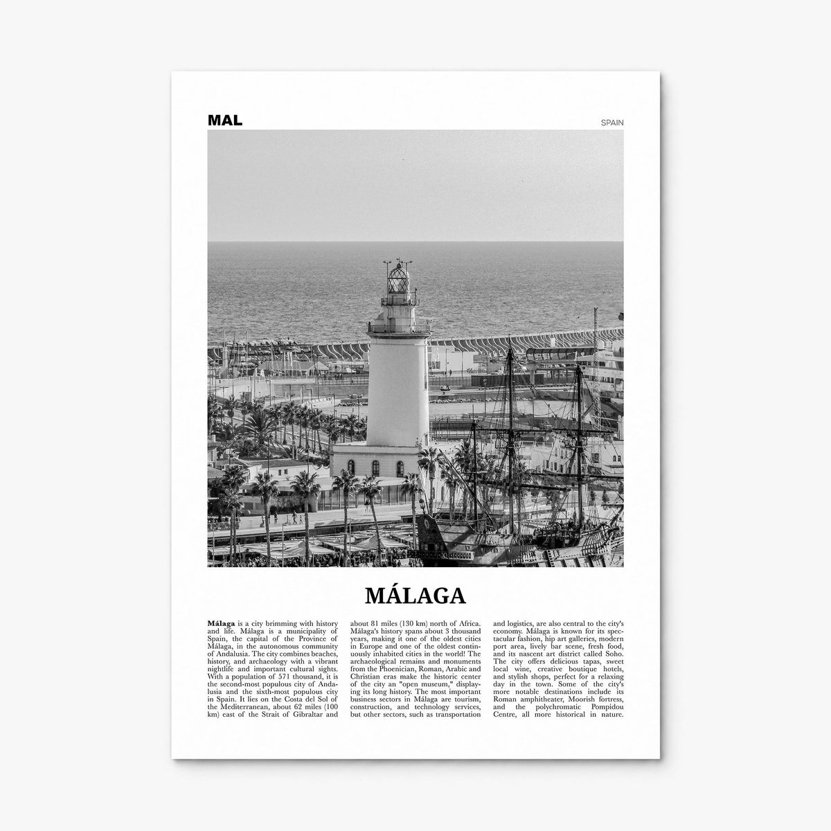 Málaga Newspaper No 3 Poster, print only (unframed)