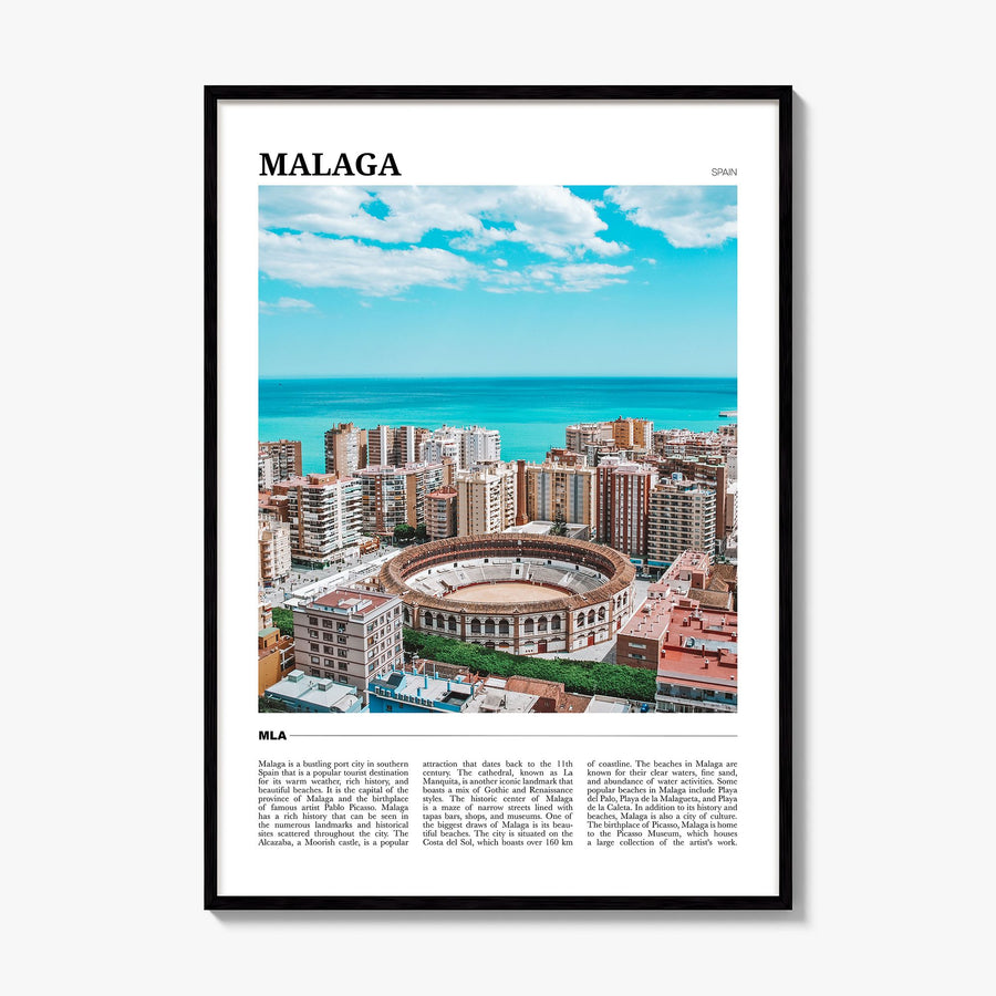 Málaga Travel Poster, framed poster mockup