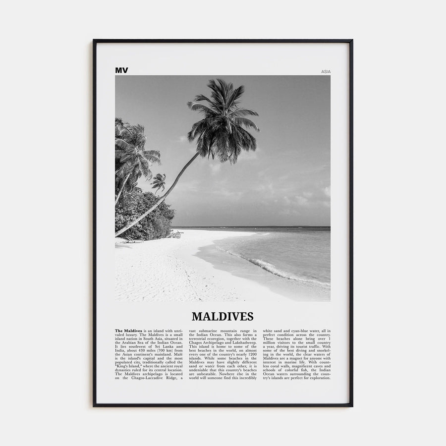 Maldives No 1 Poster None / 8x12 in Nbourhood Travel B&W Poster