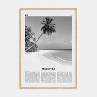 Maldives No 1 Poster Natural Wood / 8x12 in Nbourhood Travel B&W Poster