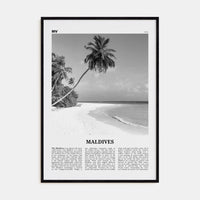 Maldives No 1 Poster Black Wood / 8x12 in Nbourhood Travel B&W Poster