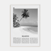 Maldives No 1 Poster White Wood / 8x12 in Nbourhood Travel B&W Poster