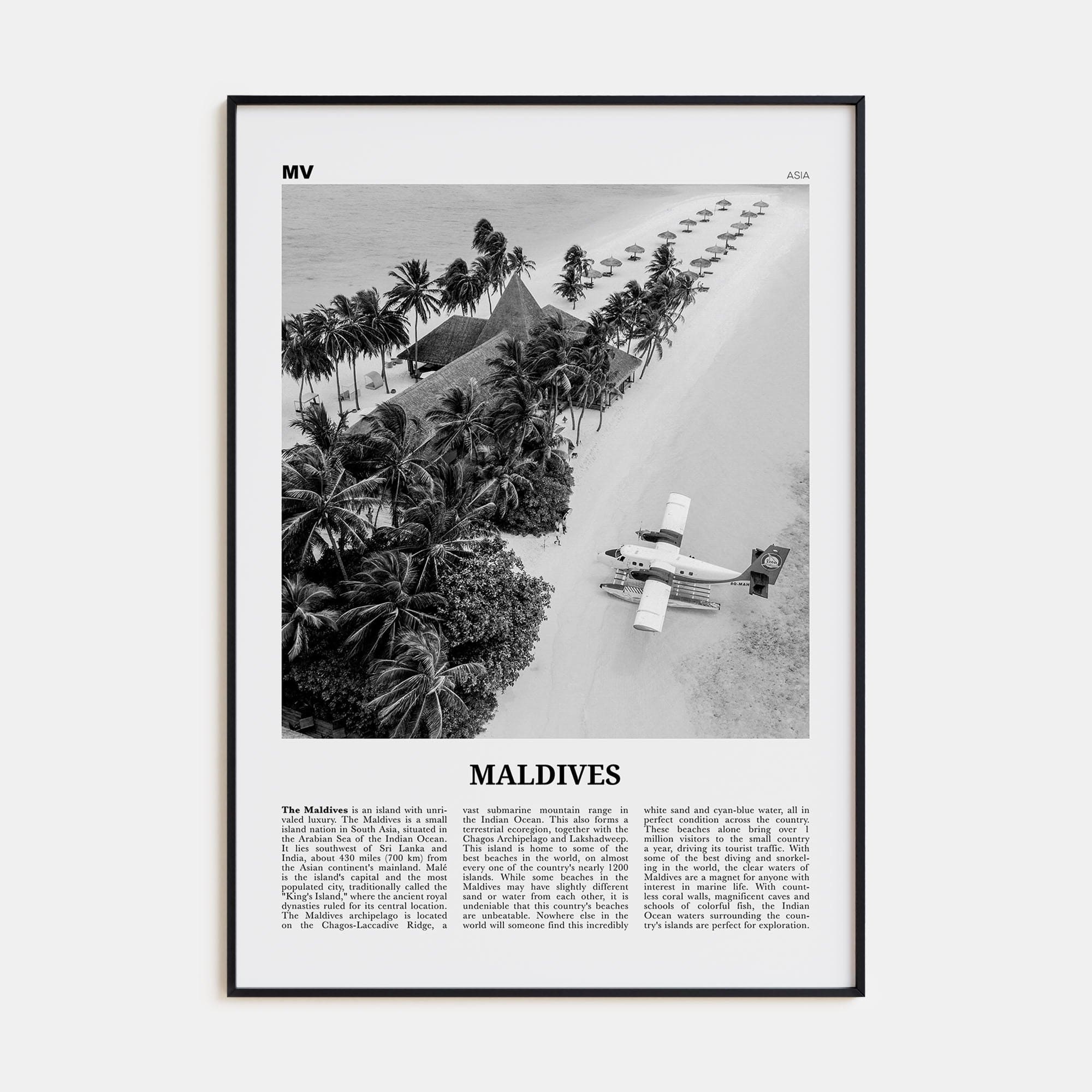 Maldives No 3 Poster None / 8x12 in Nbourhood Travel B&W Poster