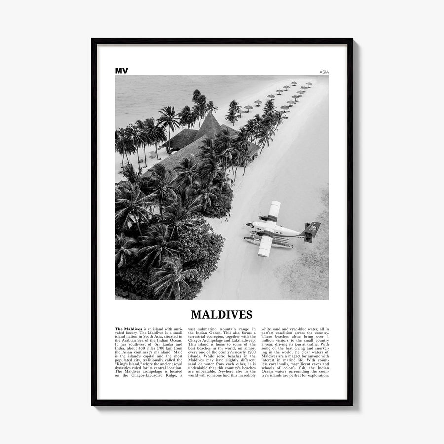 Maldives Newspaper No 3 Poster, framed poster mockup