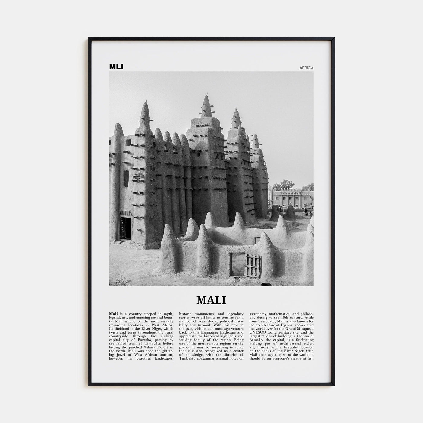 Mali Poster None / 8x12 in Nbourhood Travel B&W Poster