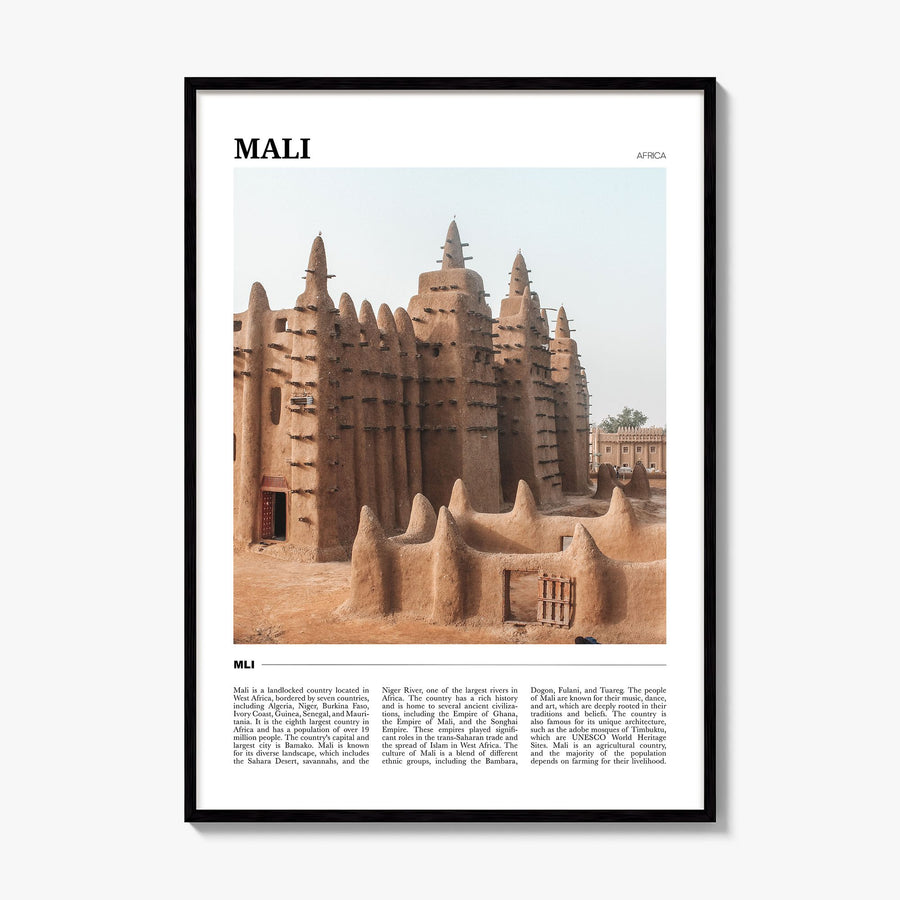 Mali Travel Poster, framed poster mockup