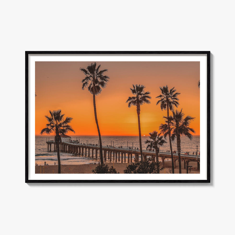 Malibu colorful photo poster of California, USA – horizontal wall art, unframed print shown in interior mockup