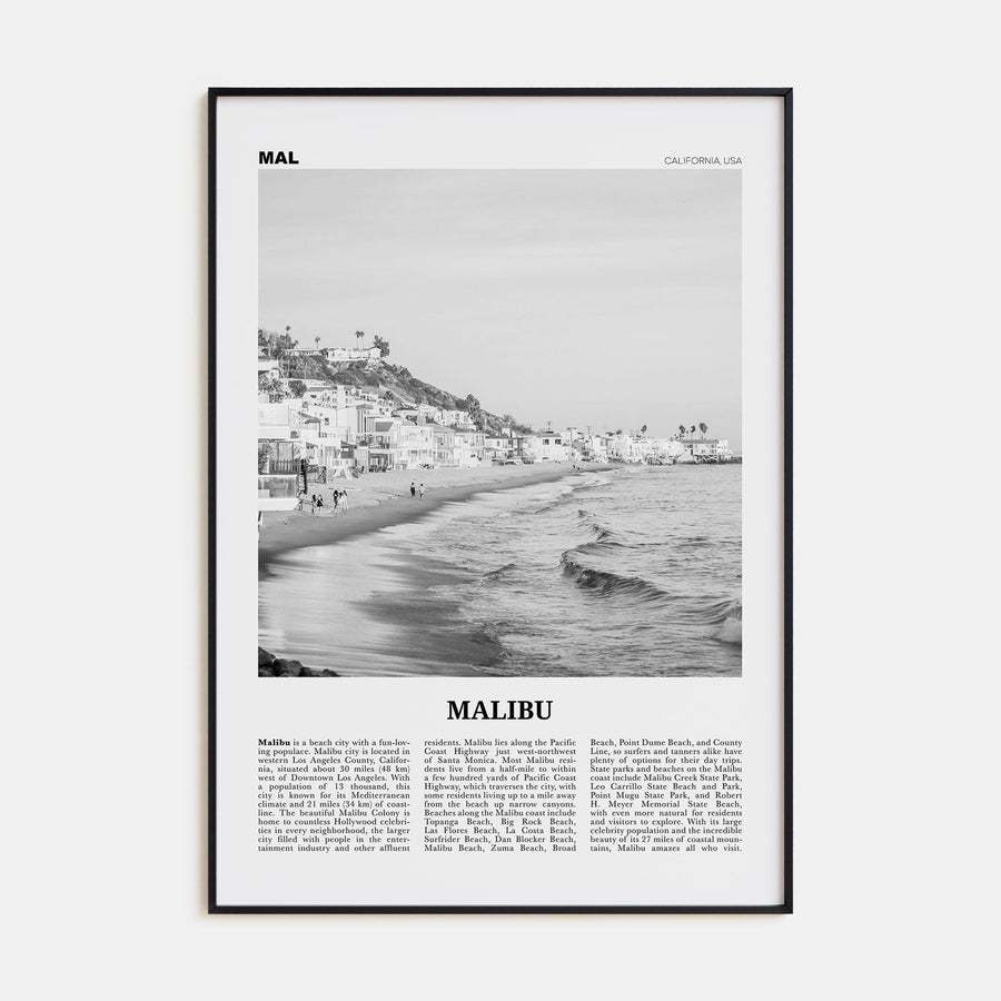 Malibu No 1 Poster None / 8x12 in Nbourhood Travel B&W Poster