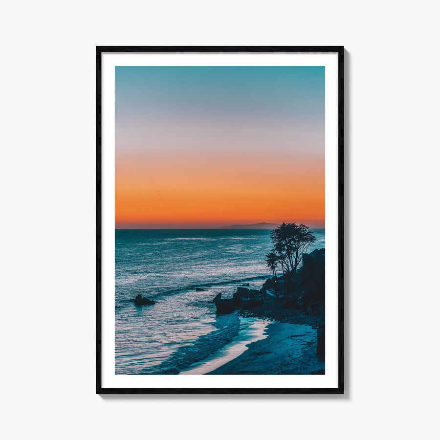 Malibu no. 2 colorful photo poster of California, USA – vertical wall art, unframed print shown in interior mockup