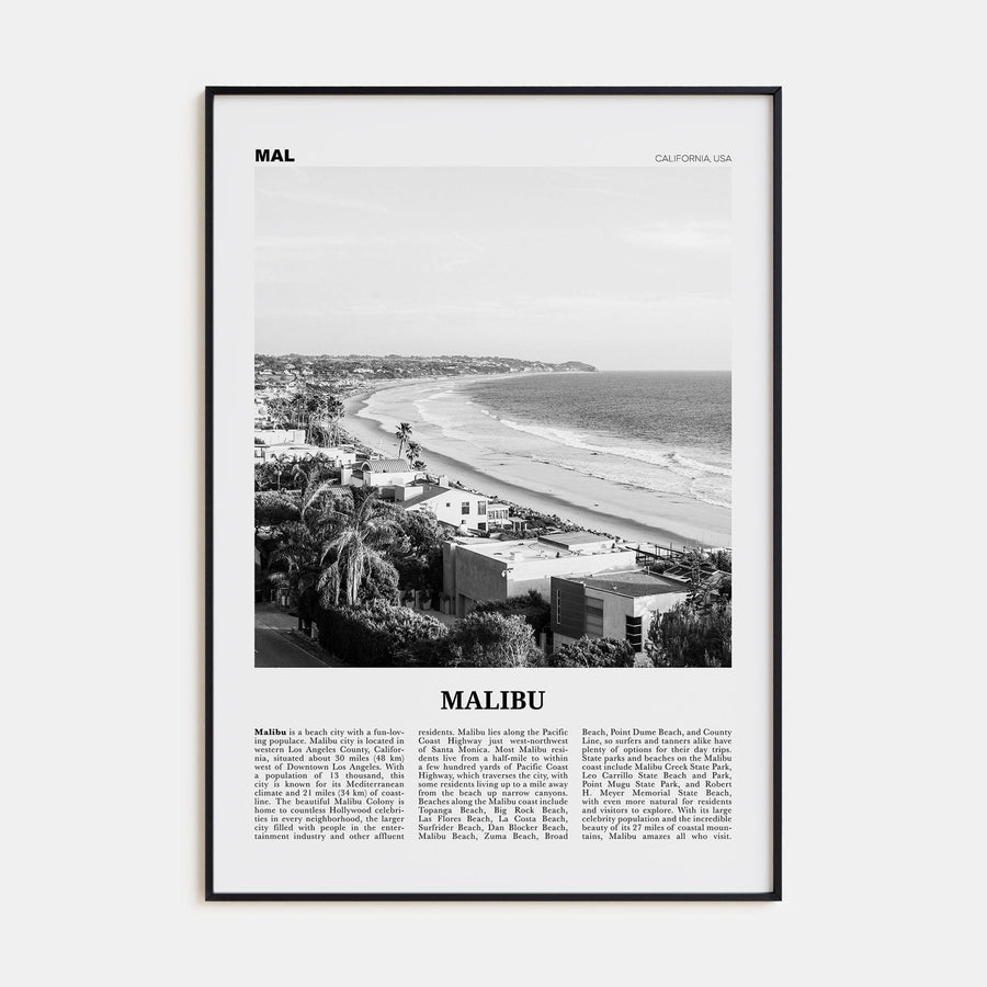 Malibu No 2 Poster None / 8x12 in Nbourhood Travel B&W Poster