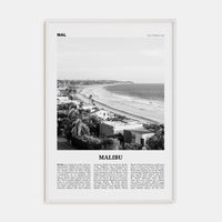 Malibu No 2 Poster White Wood / 8x12 in Nbourhood Travel B&W Poster