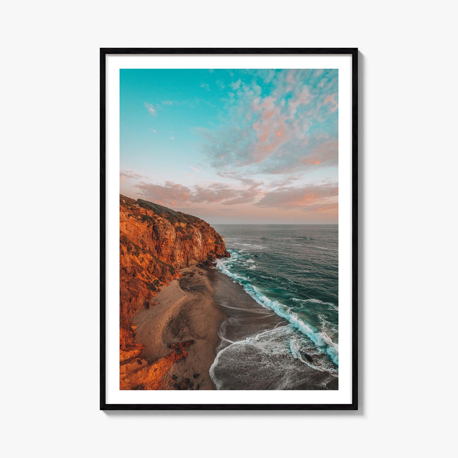 Malibu no. 3 colorful photo poster of California, USA – vertical wall art, unframed print shown in interior mockup