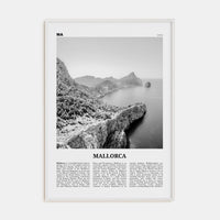 Mallorca No 1 Poster White Wood / 8x12 in Nbourhood Travel B&W Poster