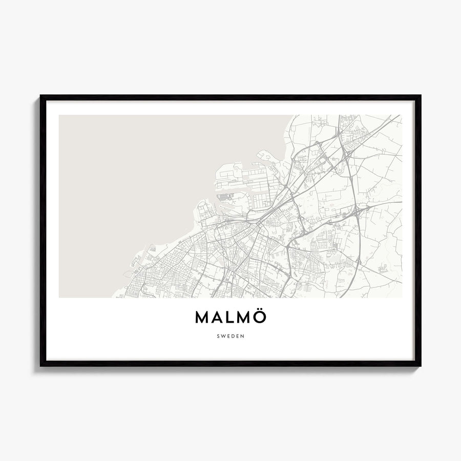 Malmö Map Poster, framed poster mockup