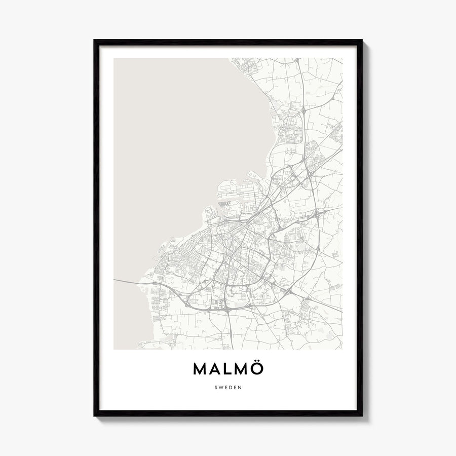 Malmö Map Poster, framed poster mockup