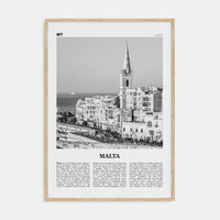 Malta Poster Natural Wood / 8x12 in Nbourhood Travel B&W Poster