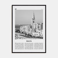 Malta Poster Black Wood / 8x12 in Nbourhood Travel B&W Poster